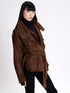 Blousoned Waxed Suede Jacket Russet Brown