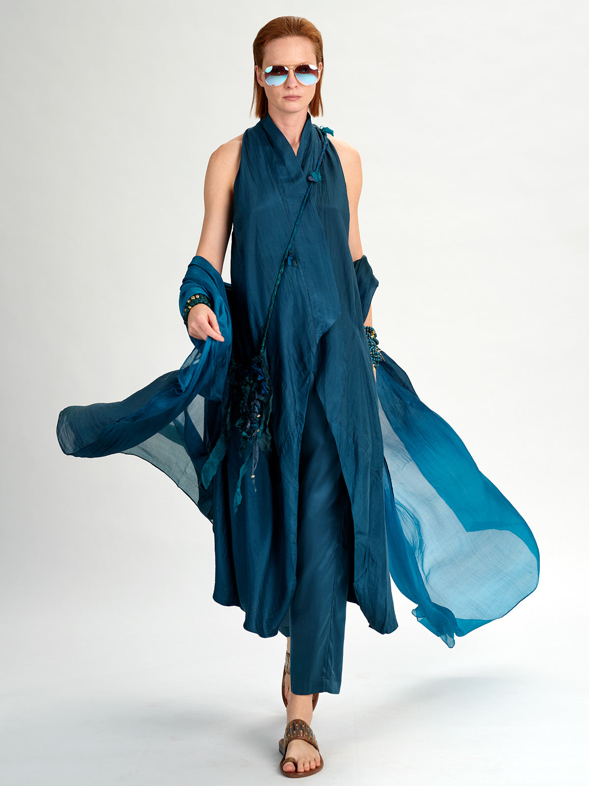 Silk Straight Vest wedgewood blue