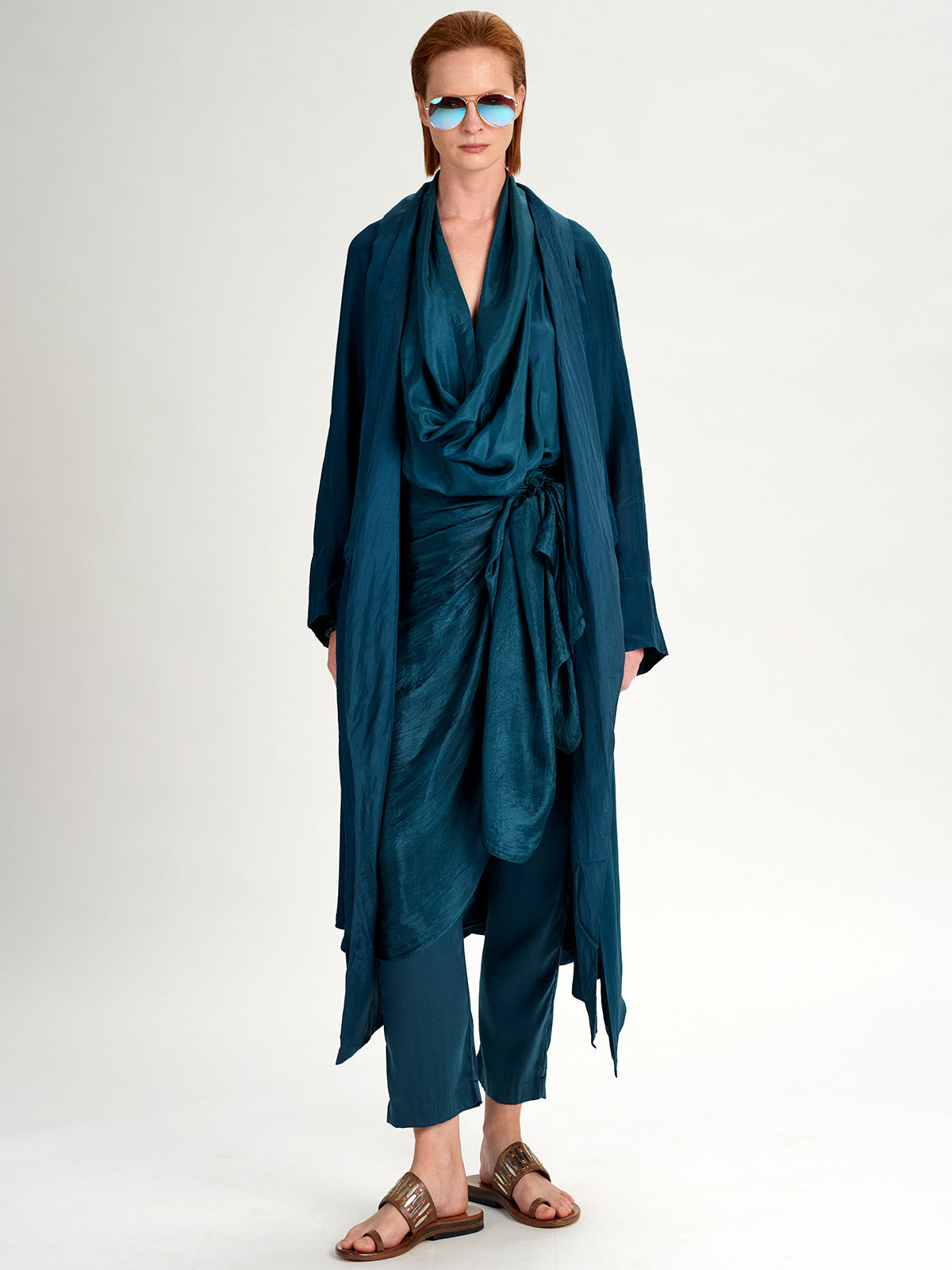Silk Straight Coat wedgewood blue