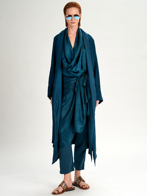 Silk Habotai Straight Coat Vacances