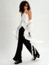 Silk Flare Pant with Lining White Ivory