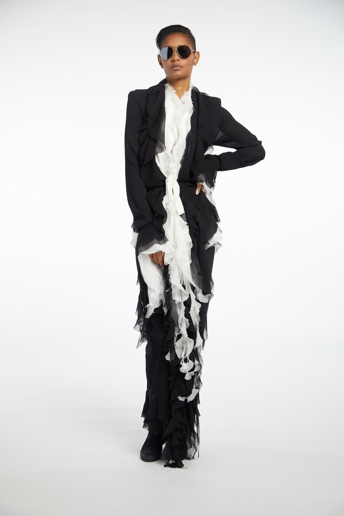 Atelier Urban Stretch Ruffle Sarong Black