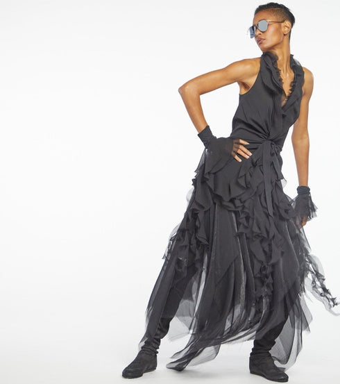 Chiffon Jersey Skirt Black