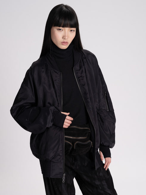Cotton Lined Reversible Bomber black