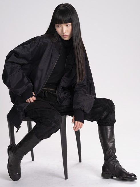 Cotton Lined Reversible Bomber black