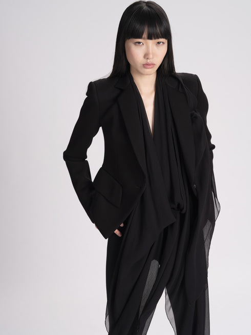 Neoprene Notch Collar Structured Jacket black