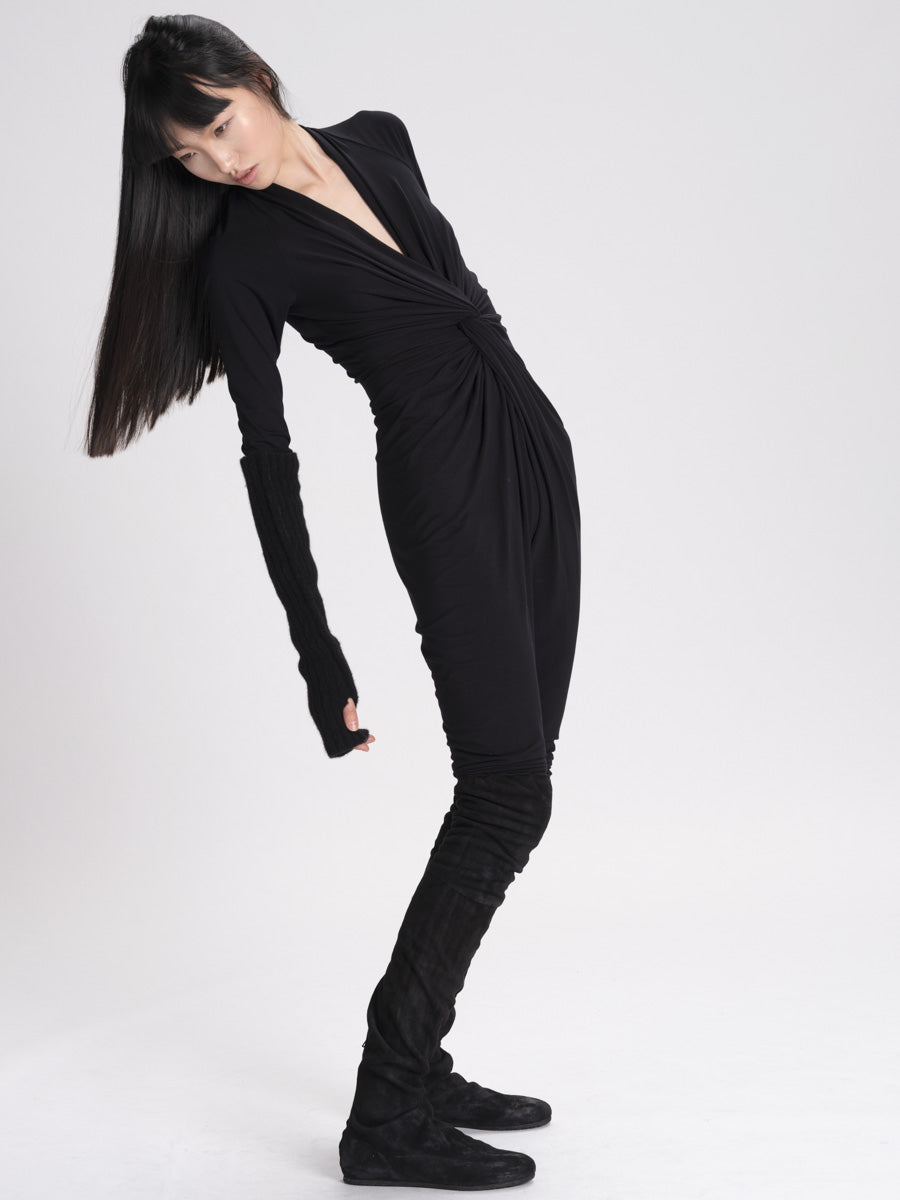 Jersey Twisted Draped Jumpsuit black