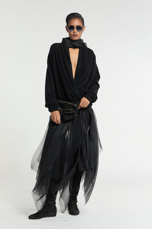 Black Cross Front Cashmere Sweater Frenckenberger