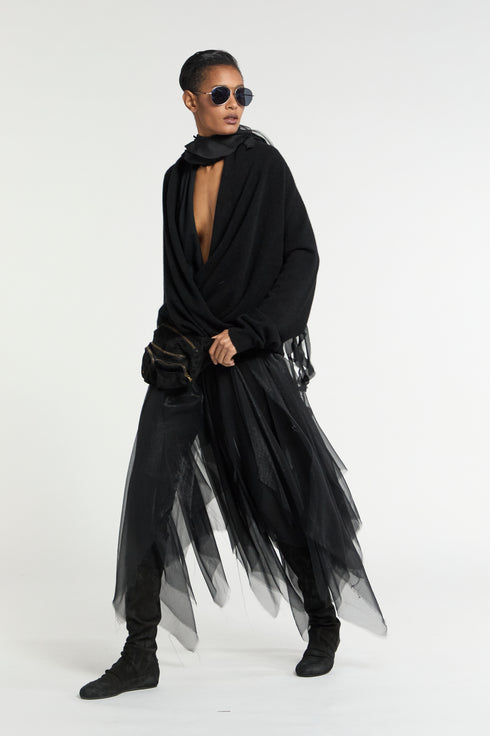 Black Cross Front Cashmere Sweater Frenckenberger