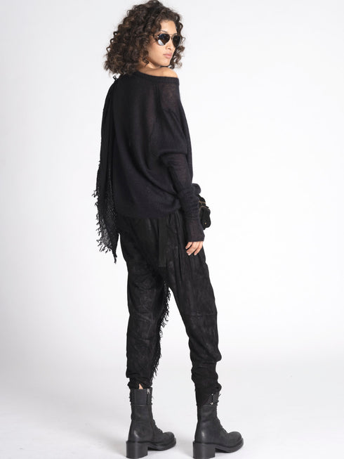 Black Mohair Silk Crewneck Sweater