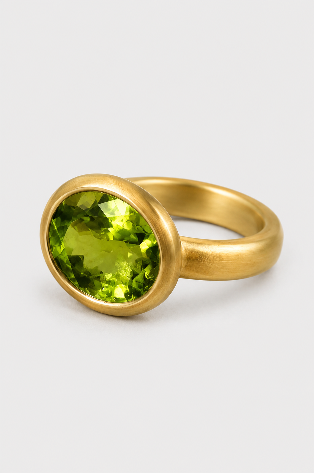 Heike Grebenstein Acid Green Oval Tourmaline Ring Heike Grebenstein
