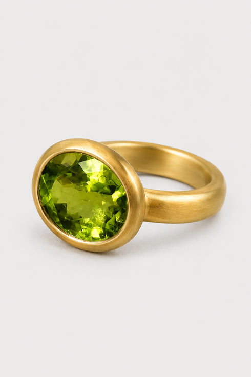 Heike Grebenstein Acid Green Oval Tourmaline Ring Heike Grebenstein