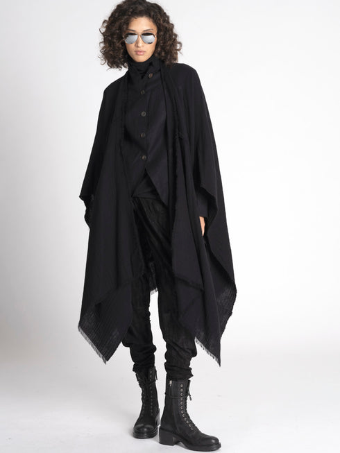 Forme d'Expression Wool Poncho Black