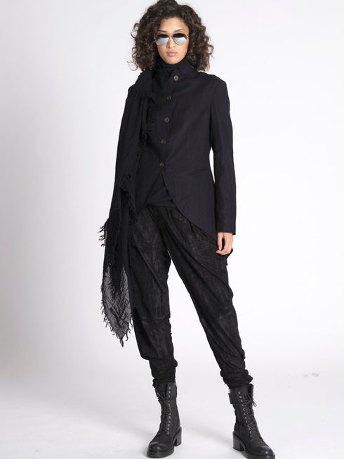 Forme d'Expression Victorian Raw-Edged Wool Coat Black