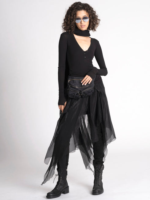 Black cotton modal sweater