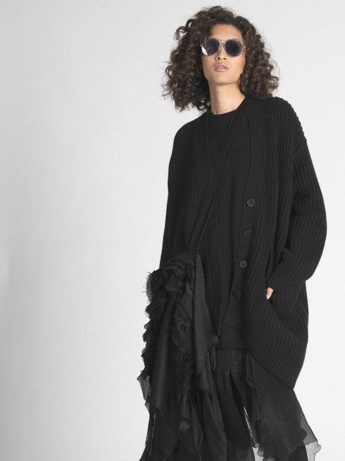 Black Cashmere Oversized Cardigan