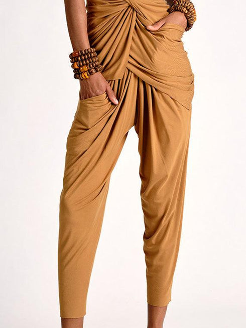 Jersey Draped Tan Brown