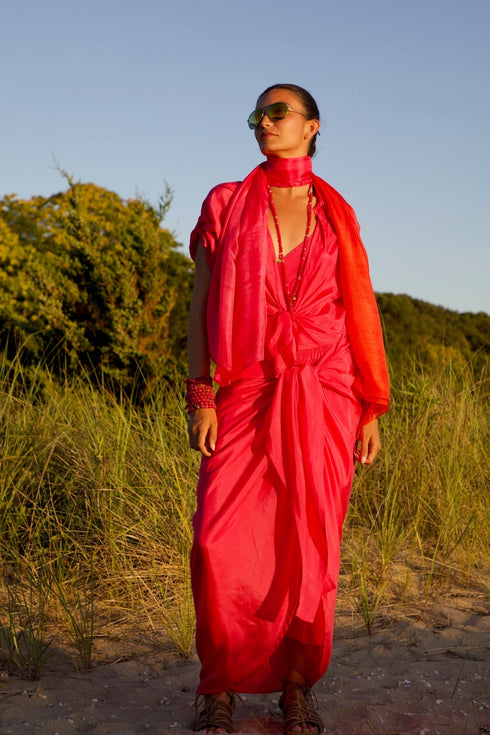 Silk Habotai Tie Dress Vacances