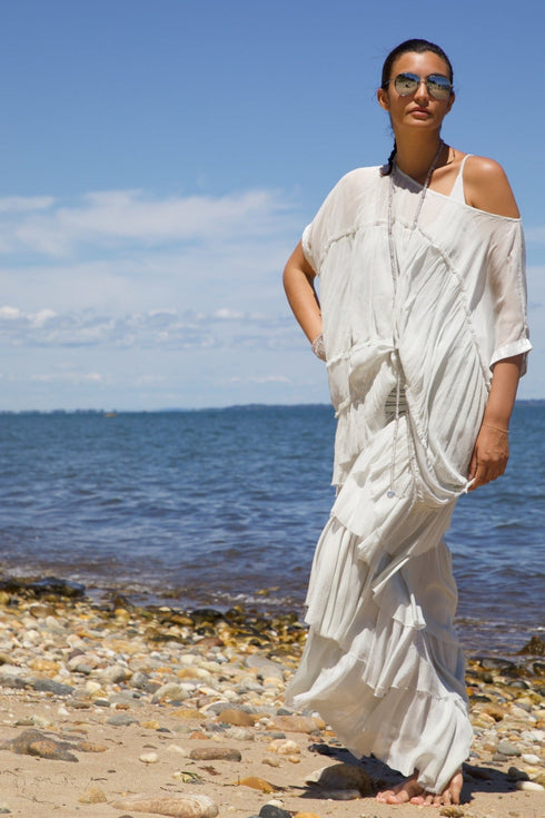 Silk Ruffle Layer Top Vacances