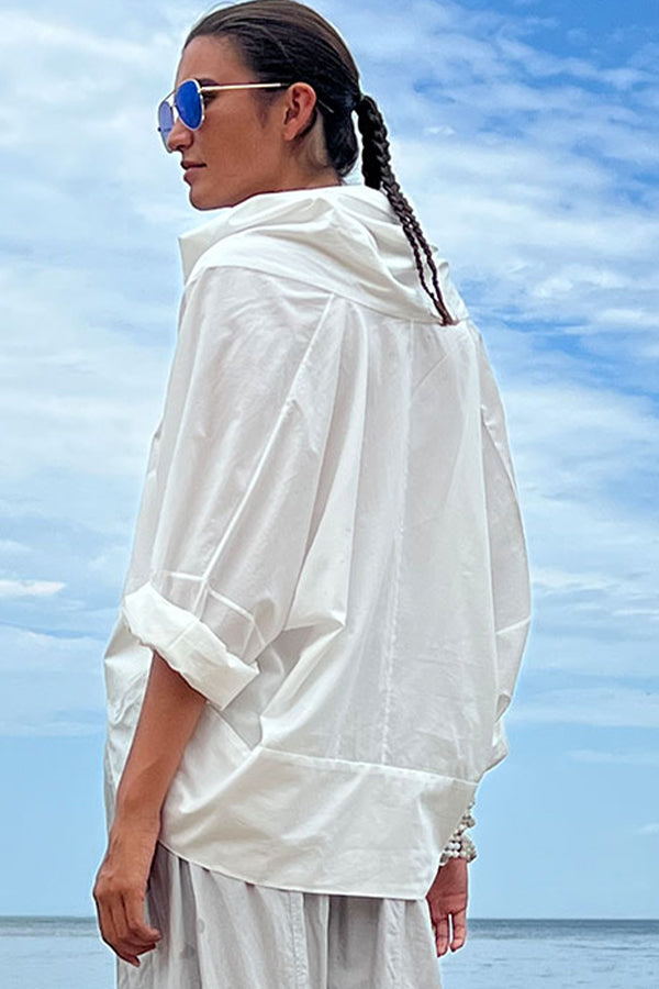 Breezy Cotton Cropped Crossover Top Urban Zen Ivory P/S S/M M/L