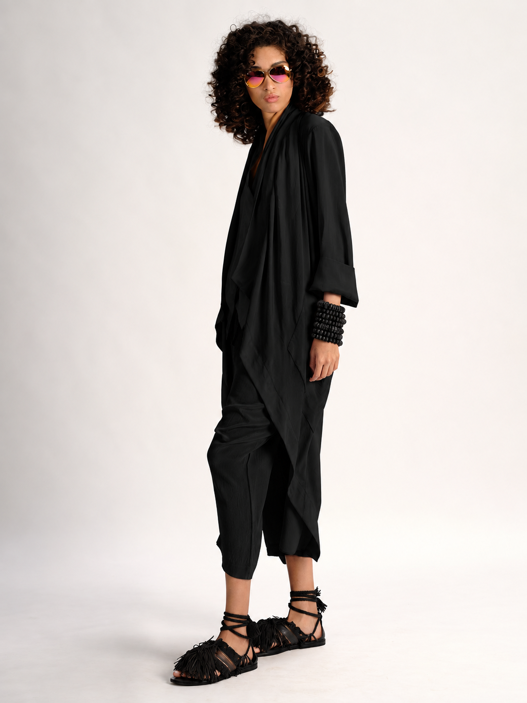 Parachute Silk Draped Cross Back Coat Urban Zen