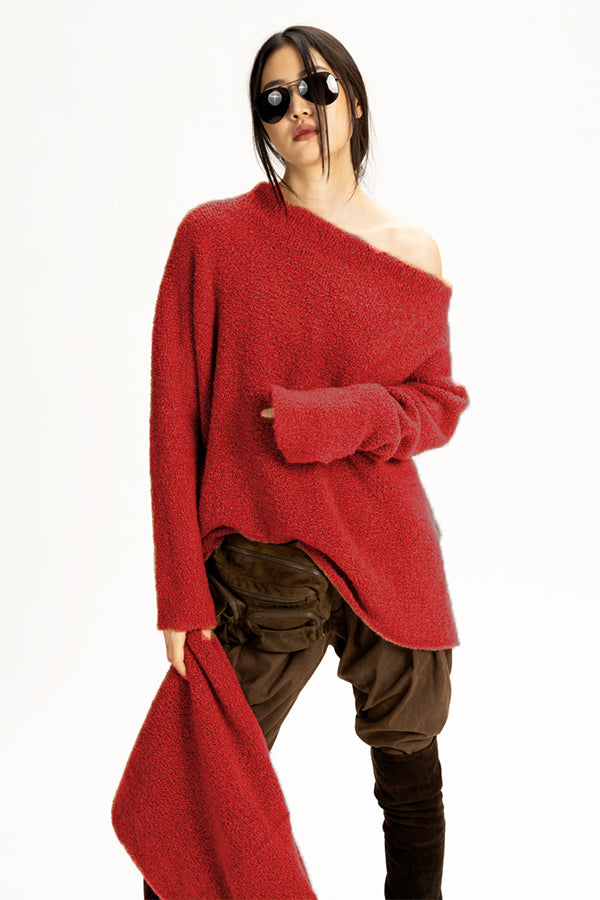 Cloud Cashmere T Shaped Sweater Ruby