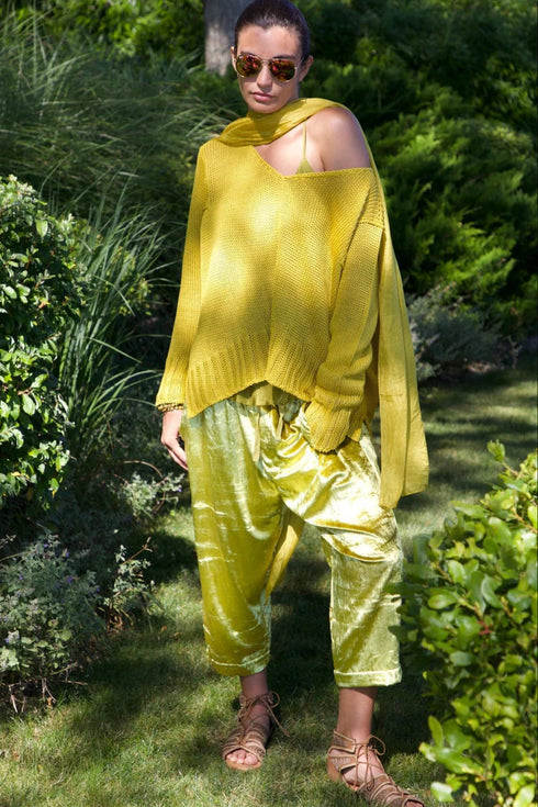 Linen Knit V Neck Boxy Sweater Teroni