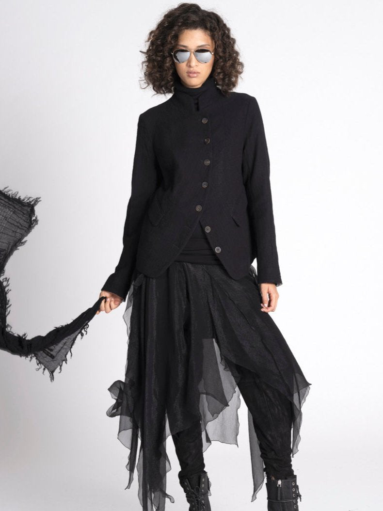 Forme d'Expression Wool Cadet Jacket Black Urban Zen
