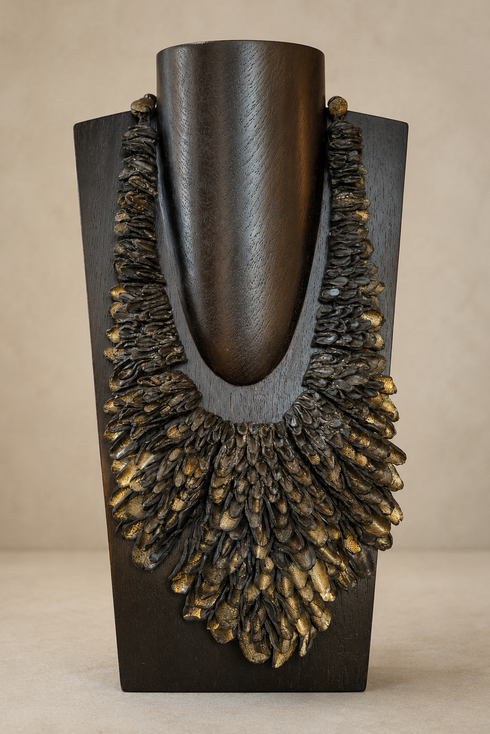 Grazia Fortuna Ward Black and Gold Feather Necklace Grazia Fortuna Ward
