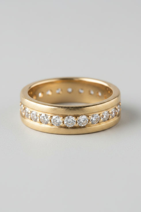 Heike Grebenstein 18K Wide Bezel Ring with Diamonds Heike Grebenstein