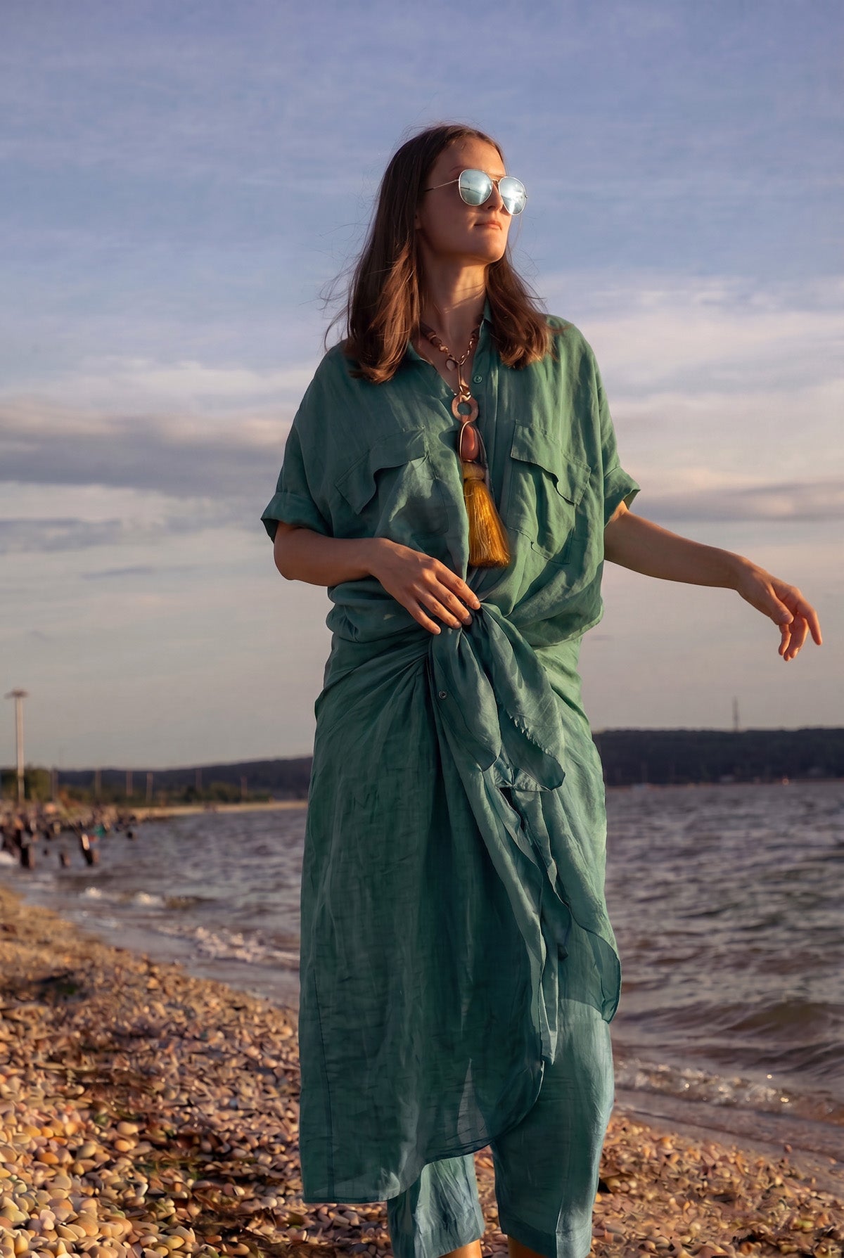 Stephanie Button-up Jade O/S