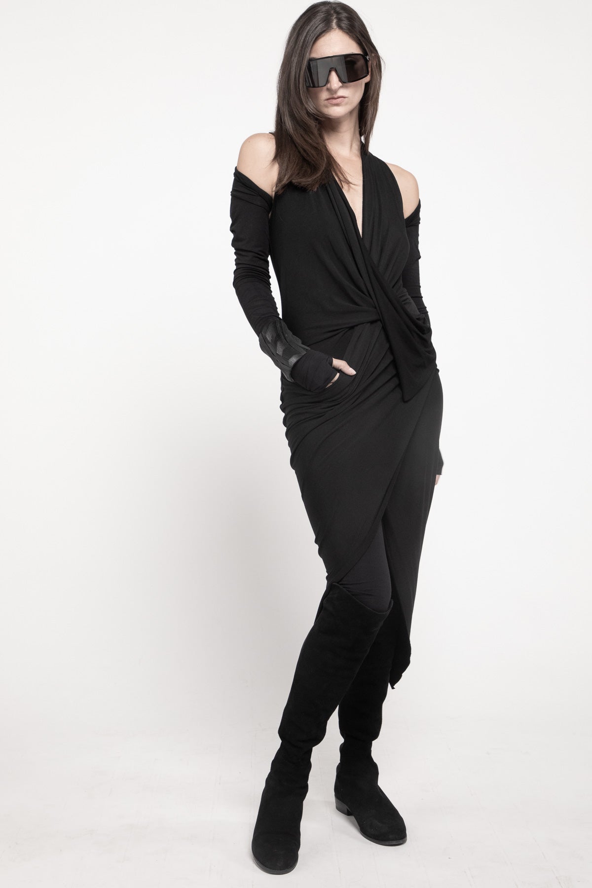 Jersey Twisted Dress Urban Zen Black XS S M L