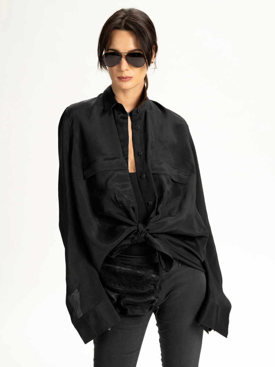 Parachute Silk Oversize Shirt Urban Zen Black XS S M L