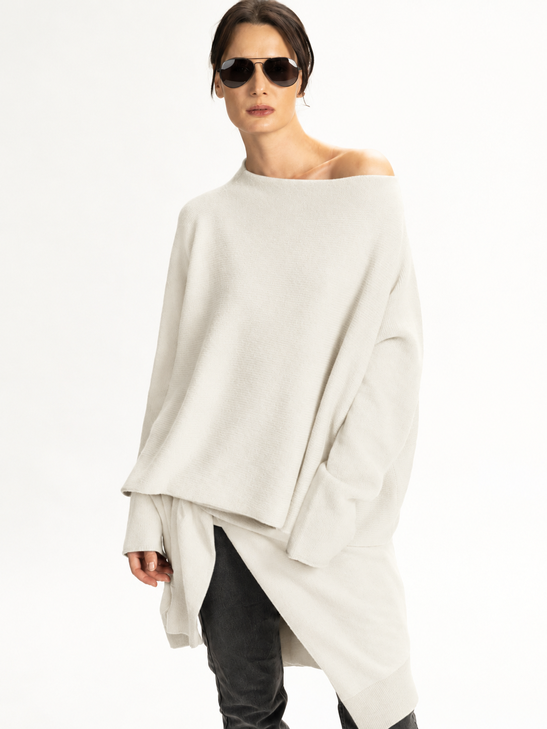 Lofty Cashmere T Shaped Sweater Ivory