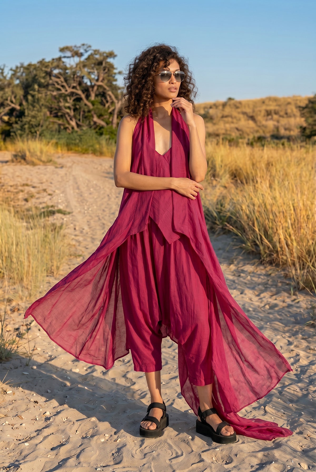 Indian Silk Straight Vest Urban Zen Mulberry P/S M/L