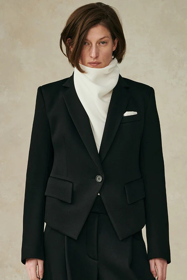 Neoprene Notch Collar Structured Jacket Black 2 4 6 8 10