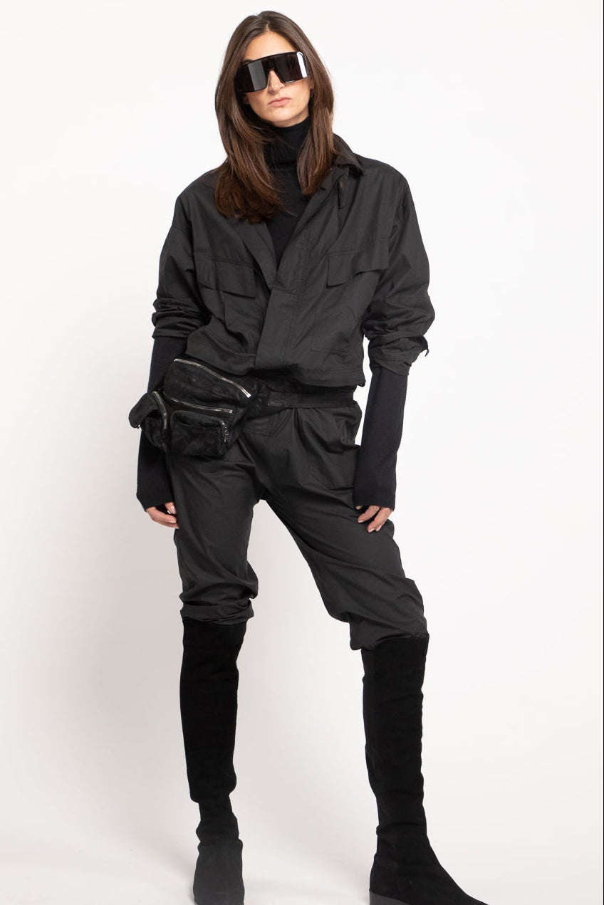 Poplin Tie Jumpsuit Black