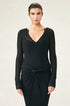 Ribbed Cashmere V Neck Top black