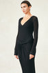 Ribbed Cashmere V Neck Top black