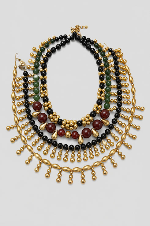Robert Lee Morris ONYX AND CAVIAR CLUSTER NECKLACE Robert Lee Morris