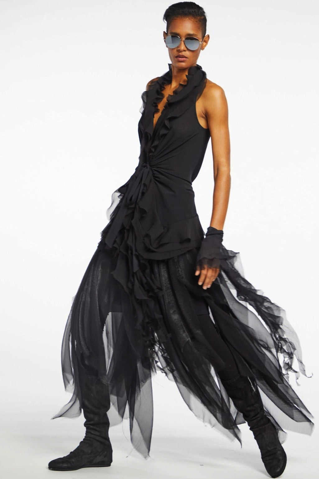 Ruffle Top Black