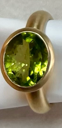 Heike Grebenstein Acid Green Oval Tourmaline Ring Heike Grebenstein