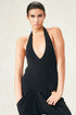 Jersey V-Neck Halter Bodysuit Black
