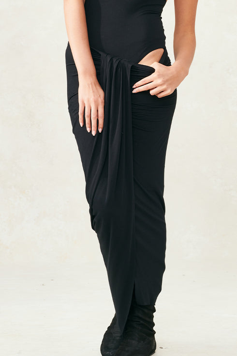 Jersey Draped Front Skirt Black