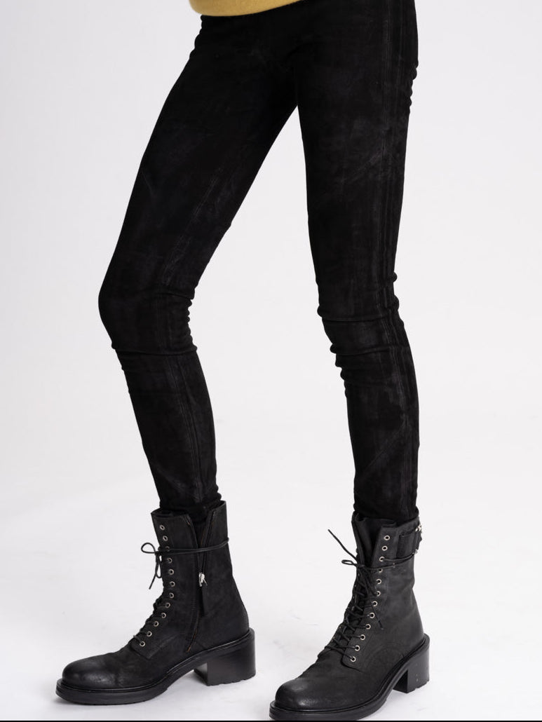 Skinny Stretch Suede Legging black