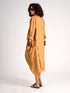Silk Draped Cross Back Coat ochre brown