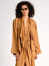 Silk High Neck Cross Over Jacket ochre brown