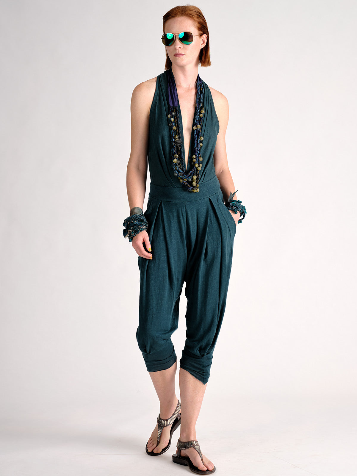 Linen Jersey V-Neck Bodysuit Wedgewood XS S M L