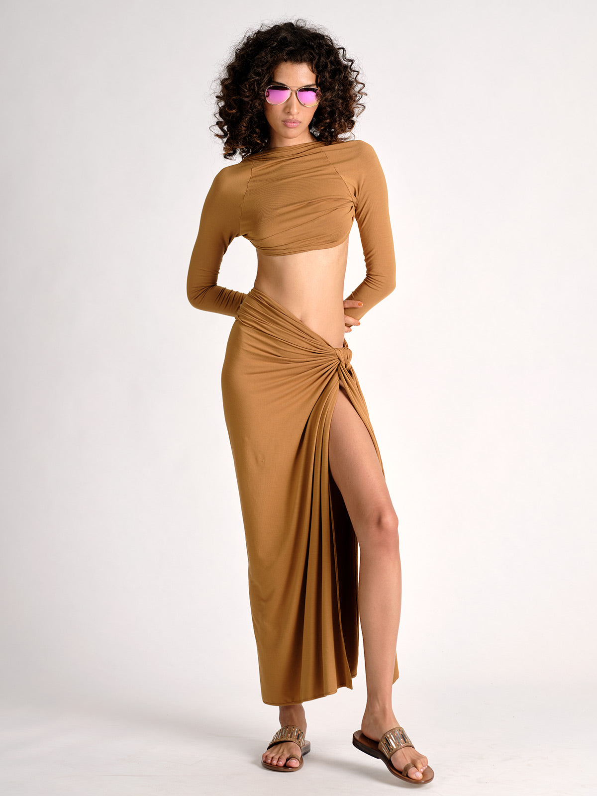 Summer Jersey Draped Sarong Skirt