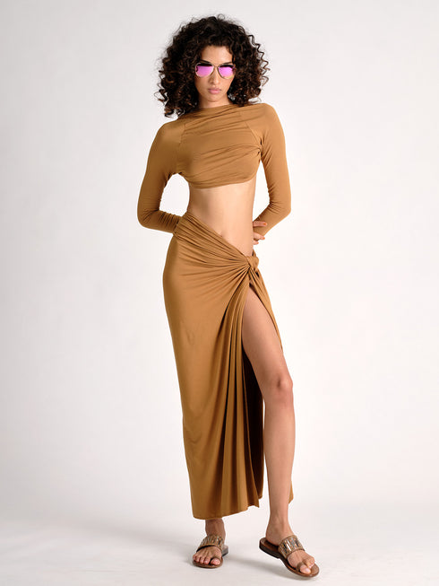 Summer Jersey Draped Sarong Skirt